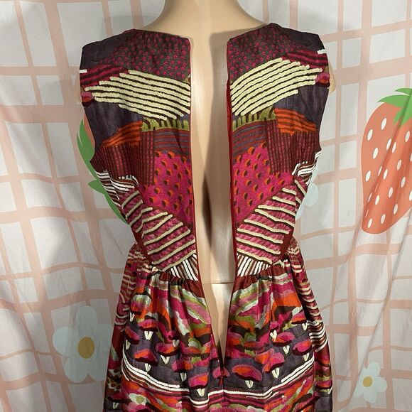 Anthropologie Pankaj & Nidhi Size 6 Silk Boho Embroidered Fit & Flare Mini Dress - Picture 10 of 12